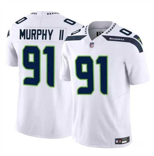 Men & Women & Youth Seattle Seahawks #91 Byron Murphy II White 2024 Draft F.U.S.E Vapor Limited Stitched Jersey->seattle seahawks->NFL Jersey